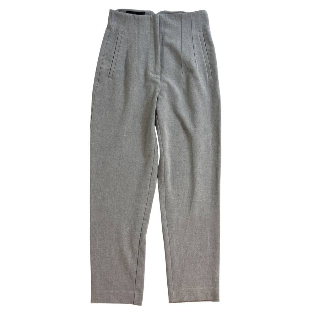ZARA Women's Gray High Rise Tapered Ankle Trousers Pants Size S Stretch